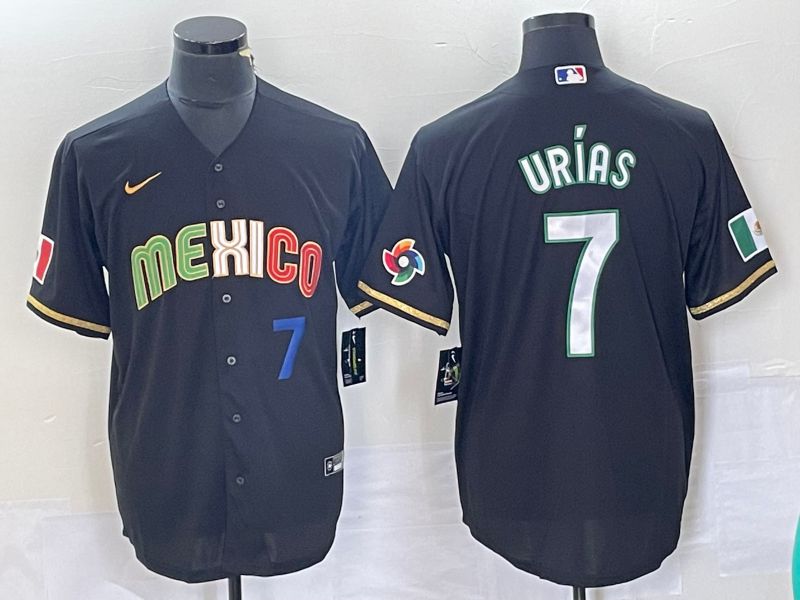 Men 2023 World Cub Mexico 7 Urias Black Nike MLB Jersey style 91827